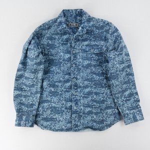Super Brand Surfing Brand Sz. Medium Thick Button Up Blue Camo Work Shirt